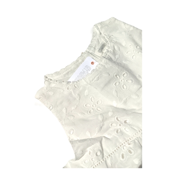 Gymboree Girls S 5-6 White Broderie Anglaise Floral Button Back Blouse - Picture 2 of 6